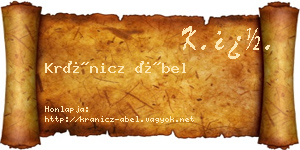 Kránicz Ábel névjegykártya